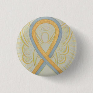 Grey and Gold Ribbon Awareness Angel Pins