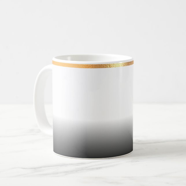 Grey and Gold Rimmed Coffee Mug (Front Left)