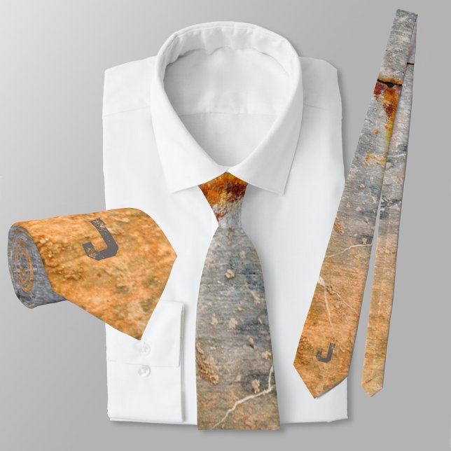 Grey and Gold Rusty Stained Urban Grunge Stylish Tie (Creator Uploaded)