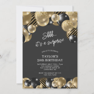 Grey and Gold Surprise 50th Birthday Invitation