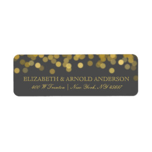Grey and Gold Twinkle Modern Return Address Labels