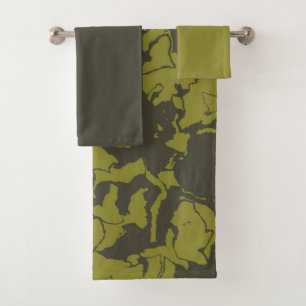 Grey and Green abstract  Bath Towel Set