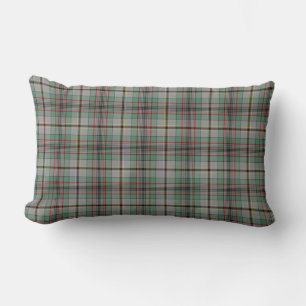 Grey and Green Clan Craig Scottish Plaid Lumbar Cushion