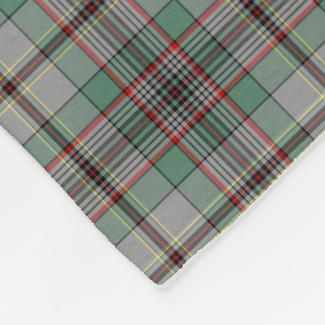 Grey and Green Craig Clan Tartan Fleece Blanket (Corner)