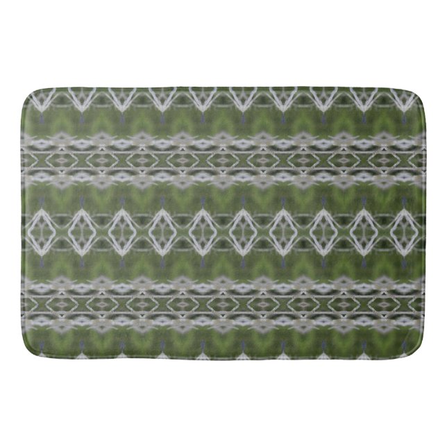 Grey and Green Designer Pattern Large Bath Mat (Front)