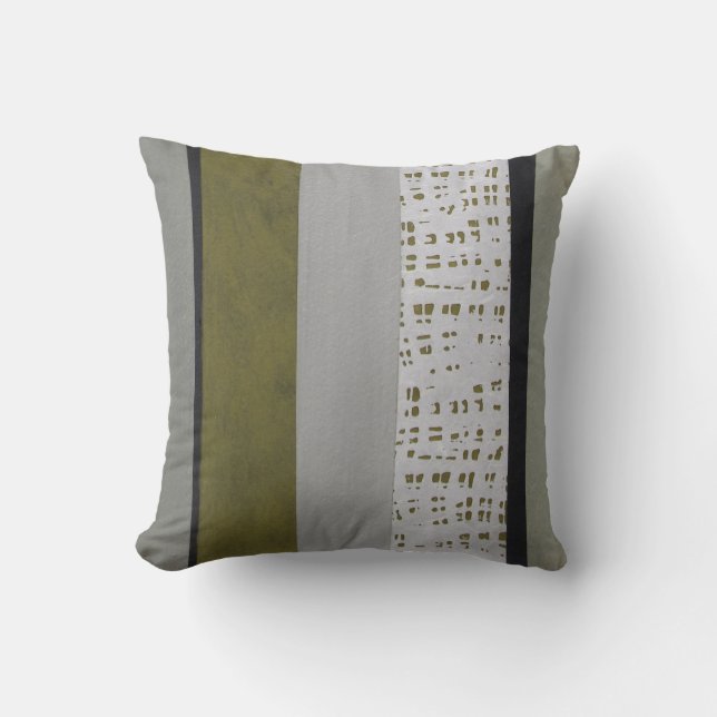Grey and green modern pattern cushion (Front)
