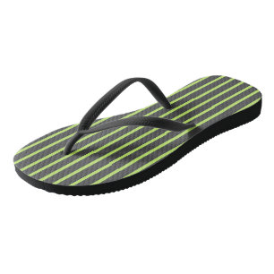 Grey and Green Stripes Thongs