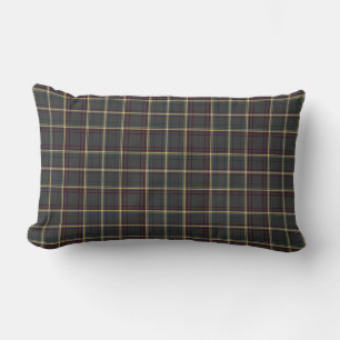 Grey and Green Tartan Plaid Lumbar Cushion