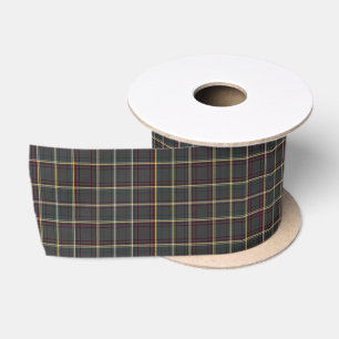 Grey and Green Tartan Plaid Satin Ribbon