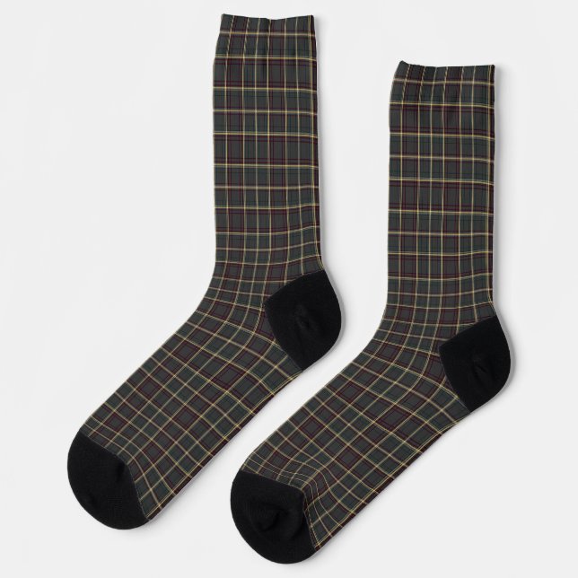 Grey and Green Tartan Plaid Socks (Left)