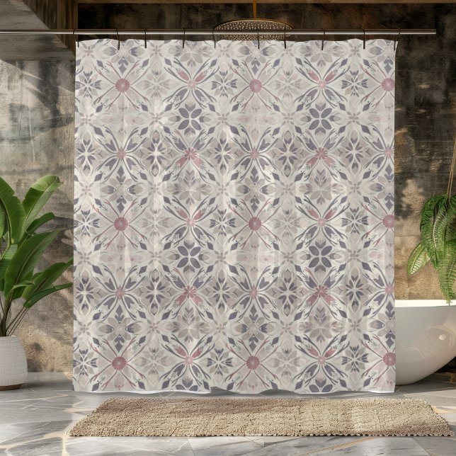 Grey and Ivory Mandala Design Shower Curtain. Shower Curtain (Creator Uploaded)