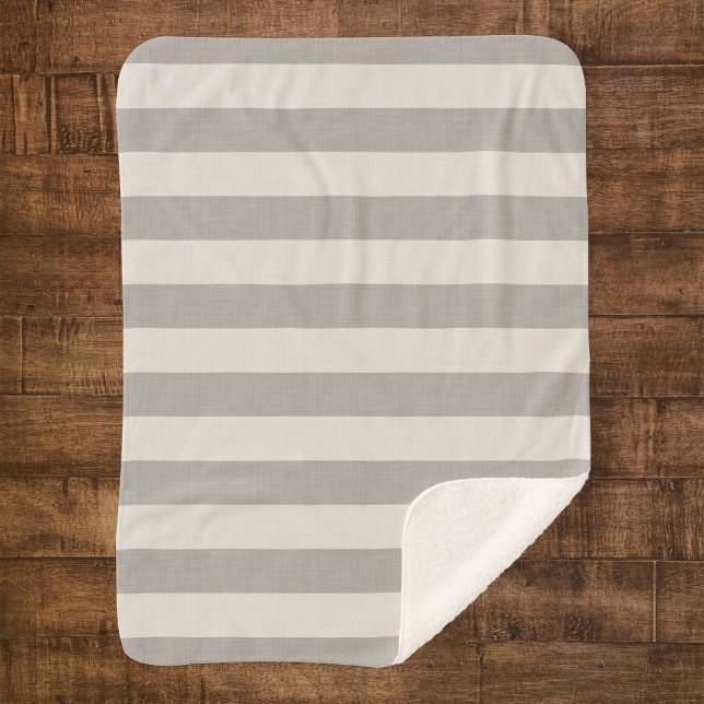 Grey and Ivory Stripes | Modern Farmhouse Sherpa Blanket (Creator Uploaded)