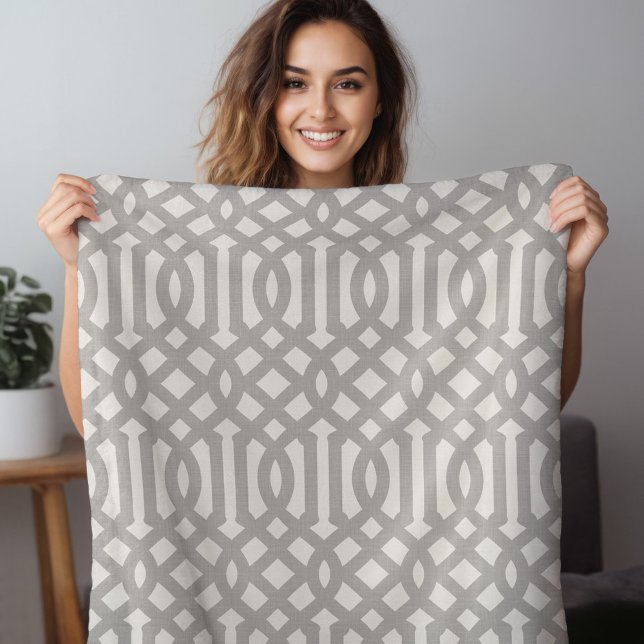 Grey and Ivory Trellis | Modern Farmhouse Fleece Blanket (Creator Uploaded)