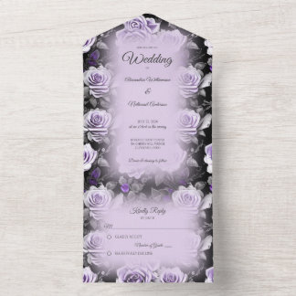 Grey and Lavender Roses All In One Invitation