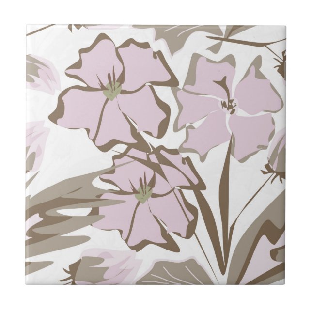 Grey and lilac flowers. ceramic tile (Front)