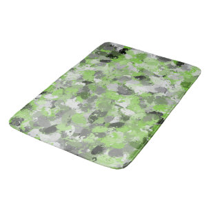 Grey and Lime Green Paintballs Bath Mat