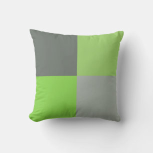 Grey and Lime Green Squares Cushion