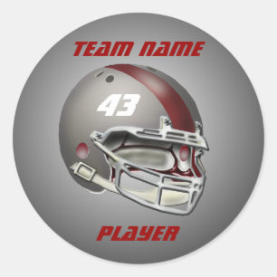 Grey and Maroon Football Helmet Classic Round Sticker