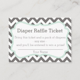 Grey and Mint Chevron Diaper Raffle Ticket Enclosure Card