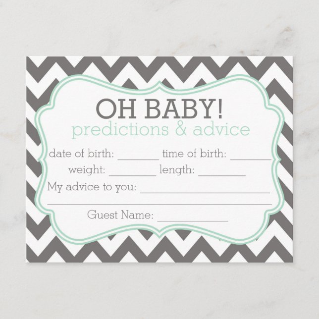 Grey and Mint Chevron Predictions & Advice Card (Front)