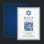 Grey and Navy Blue Bar Mitzvah QR Code RSVP Enclosure Card<br><div class="desc">Grey and Navy Blue Bar Mitzvah QR Code RSVP Enclosure Card</div>
