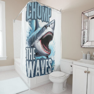 Grey and Navy Shark Teeth Graffiti Street Design Shower Curtain