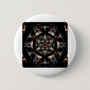 Grey and Orange Flame Mandala 6 Cm Round Badge