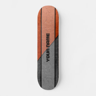 Grey and Orange Shiny Stainless Steel Metal Skateboard