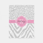 Grey and Pink Animal Print Custom Monogram