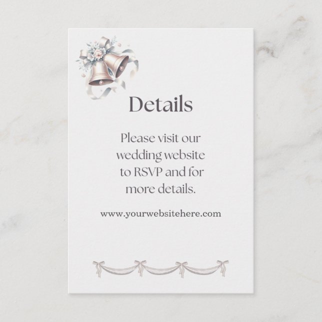 Grey and Pink Bells Details Insert for Invitation (Front)