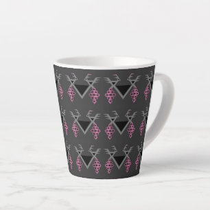 Grey and Pink Birds in the Vineyard Kilim Ornament Latte Mug