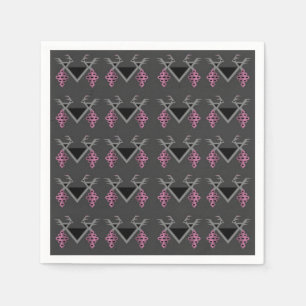 Grey and Pink Birds in the Vineyard Kilim Ornament Napkin