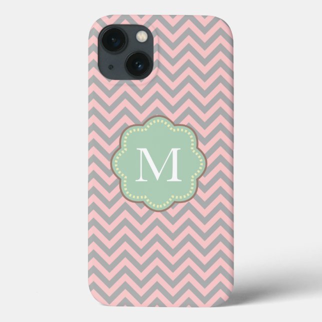 Grey and Pink Chevron Case-Mate iPhone Case (Back)