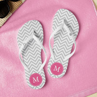 Grey and Pink Chevrons Monogrammed