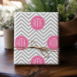 Grey and Pink Chevrons with Custom Monogram<br><div class="desc">A bold art deco zig zag design in fresh,  cheerful colours. If you need to adjust the monograms,  click on the customise it button and make changes.</div>