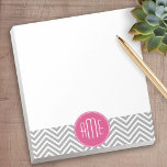 Grey and Pink Chevrons with Custom Monogram Notepad<br><div class="desc">A bold art deco design in fresh,  cheerful colours. If you need to adjust the monograms,  click on the customise it button and make changes.</div>