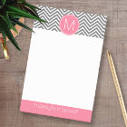 Grey and Pink Chevrons with Single Monogram