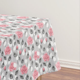 Grey and pink. Floral pattern Tablecloth