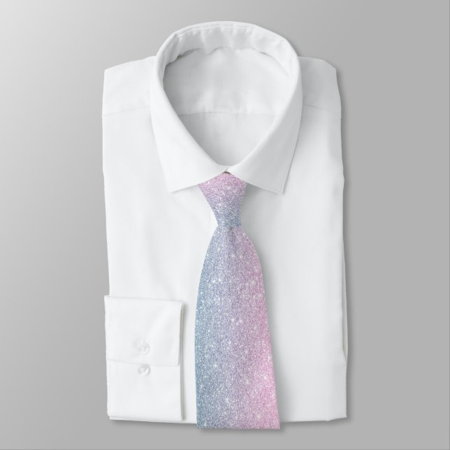 Grey and Pink Glitter Glitter  Tie (Tied)