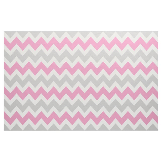 Grey and Pink Modern Chevron Large Scale Fabric (Yard)