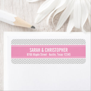 Grey and Pink Modern Chevron Return Address Label