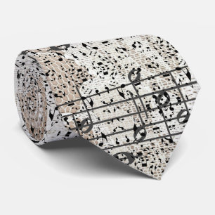Grey And Pink Music Notes Tie