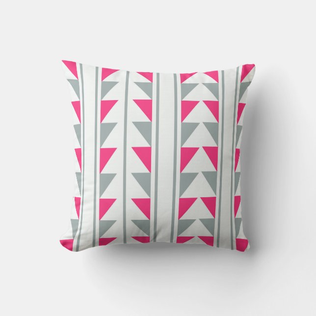 Grey and Pink Pattern Cushion (Front)