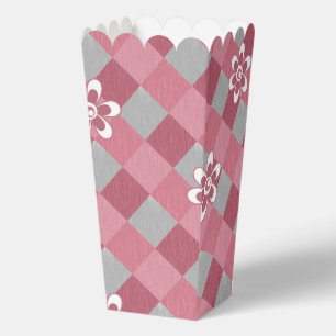 Grey and pink plaid with chamomile flowers favour box