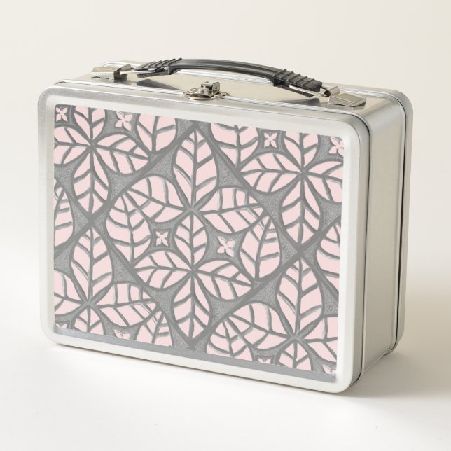 grey and pink tile Print Lunch Box (Front)