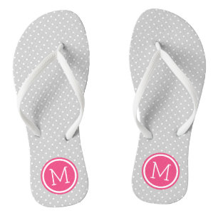 Grey and Pink Tiny Dots Monogram Thongs