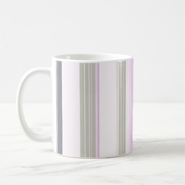 Grey and pink vertical stripes. coffee mug (Left)
