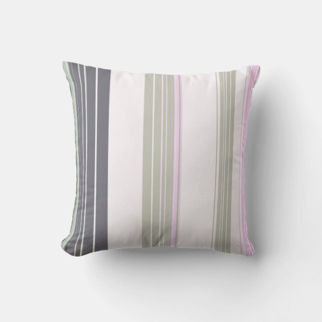 Grey and pink vertical stripes. cushion (Front)