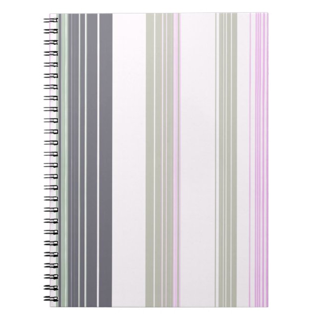 Grey and pink vertical stripes. notebook (Front)