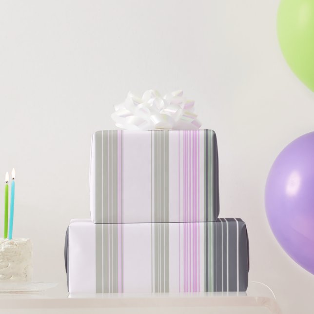 Grey and pink vertical stripes. wrapping paper (Party Gifts)